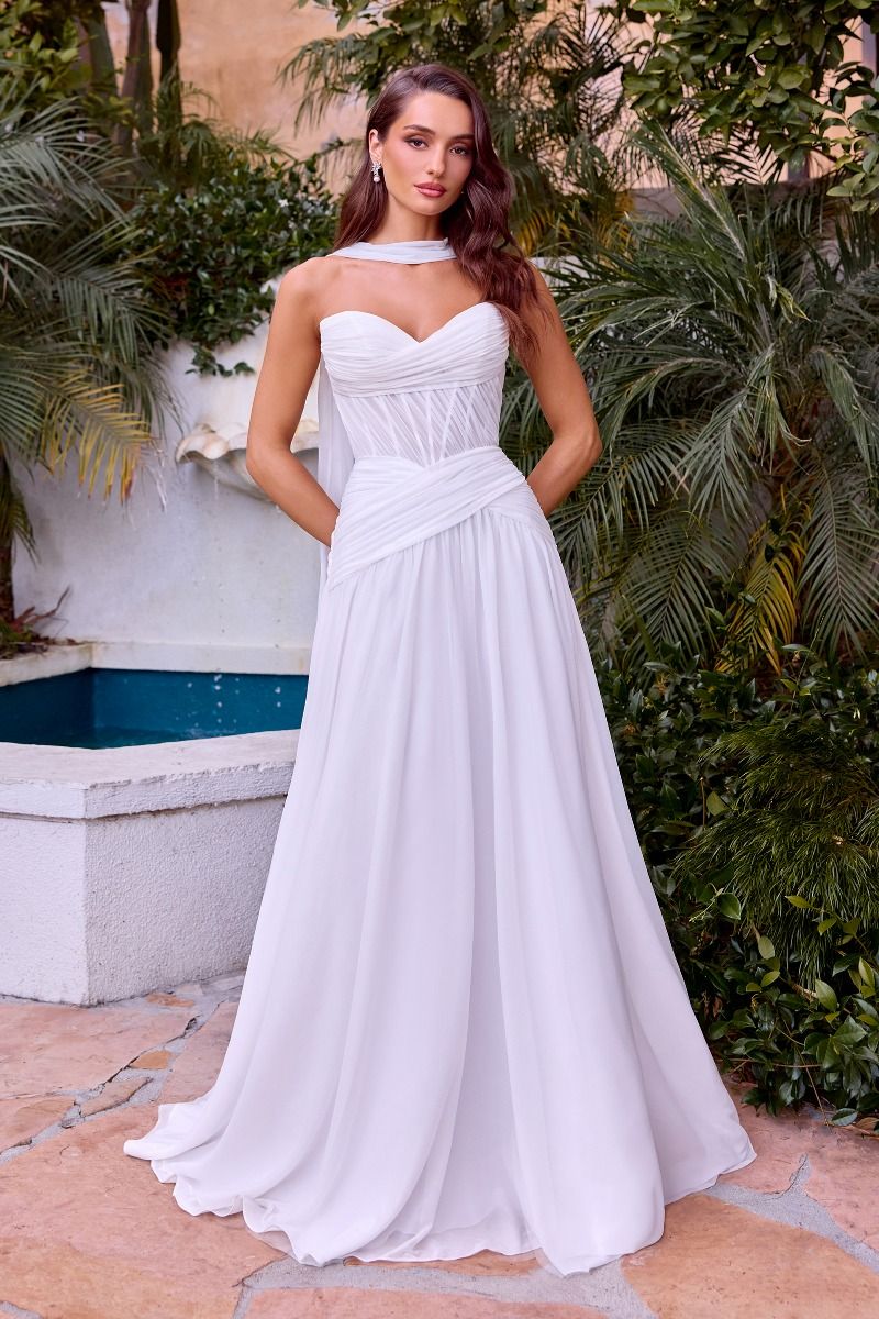 Vestido de Novia -Off White - Drapeado Asimetrico